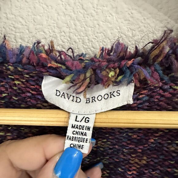 David Brooks Womens Cardigan Knit Purple Y2K Retro Cabincore Winter Mohair Large - Picture 3 of 5